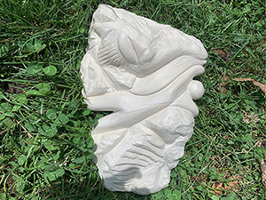 IZA - Isabelle Ardevol, cours de taille de pierre calcaire a Lausanne. sculpture d'eleve Marie-Pierre S.