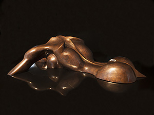 IZA, Isabelle Ardevol, woman contemporary artist, sculptress, art, The Fallen Angel, bronze casted from the acrylic resin original representing a woman dorso taking of, 2015 