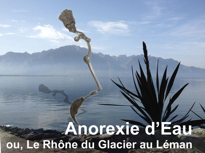 Rhone, epoxy sculpture inspired by the river geographic course in Switzerland and global warming