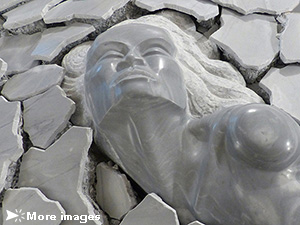 IZA, Isabelle Ardevol, woman contemporary artist, sculptress, art, Bardiglio marble sculpture representing a woman emerging from destructurized marble blocks, 2021